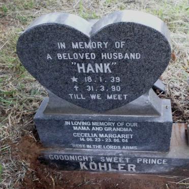 KOHLER Hank 1939-1990 &amp; Cecelia Margaret 1923-2004