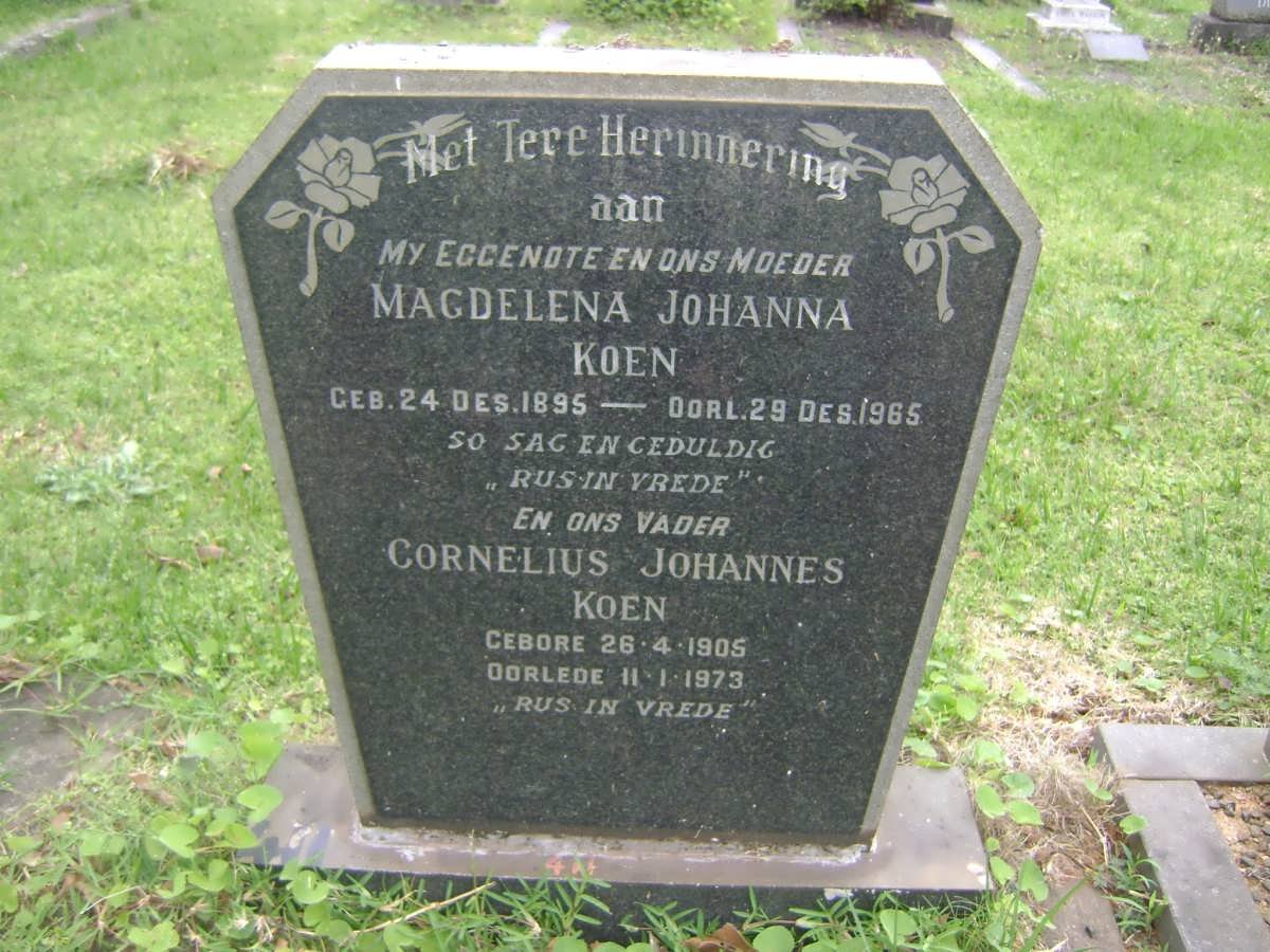 KOEN Cornelius Johannes 1905-1973 &amp; Magdelena Johanna 1895-1965