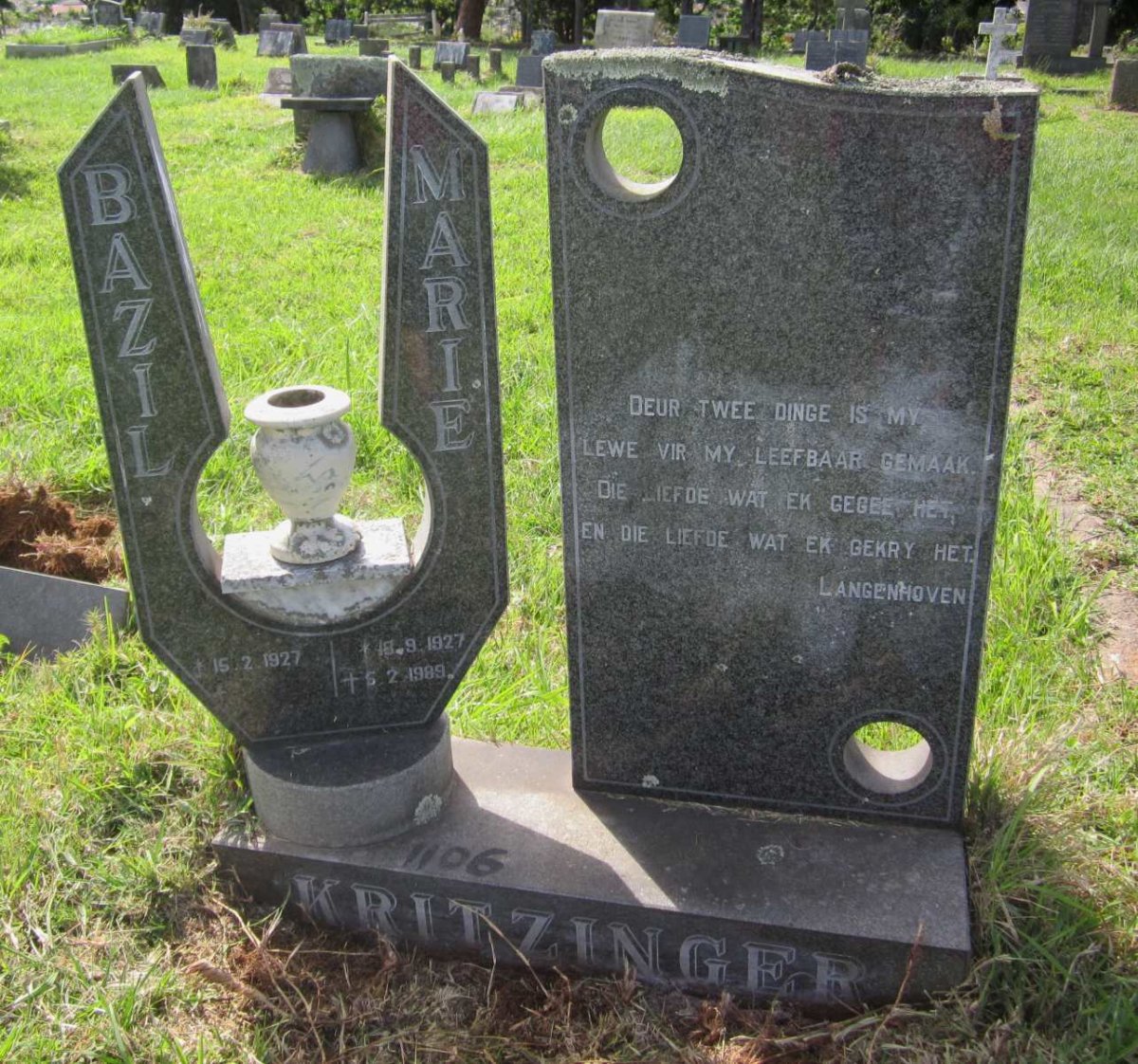KRITZINGER Bazil 1927- &amp; Marie 1927-1989