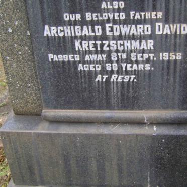 KRETZSCHMER Archibald Edward David -1958 &amp; Elizabeth Rose 1883-1942