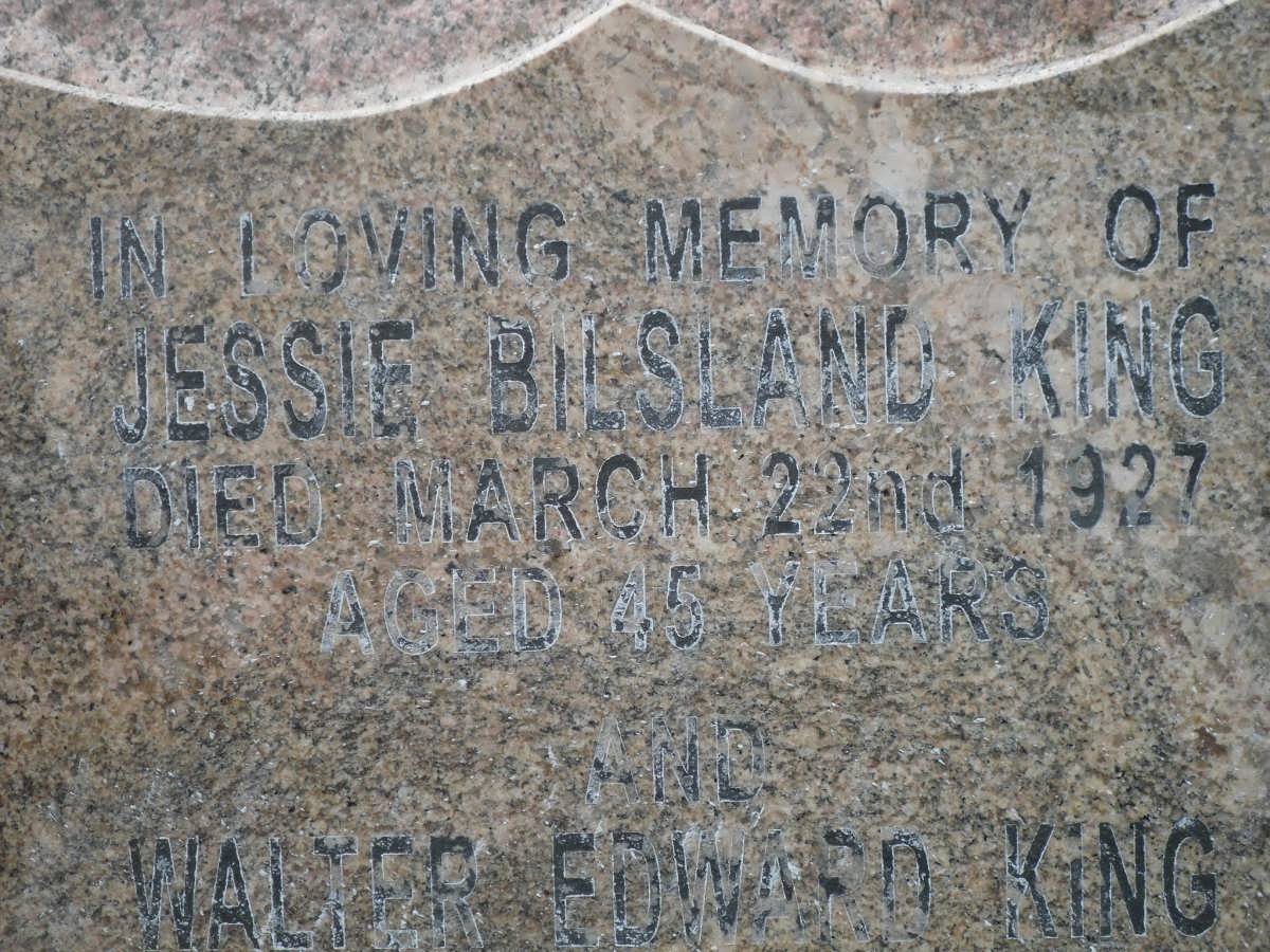 KING Jessie Bilsland -1927 :: KING Walter Edward -1974