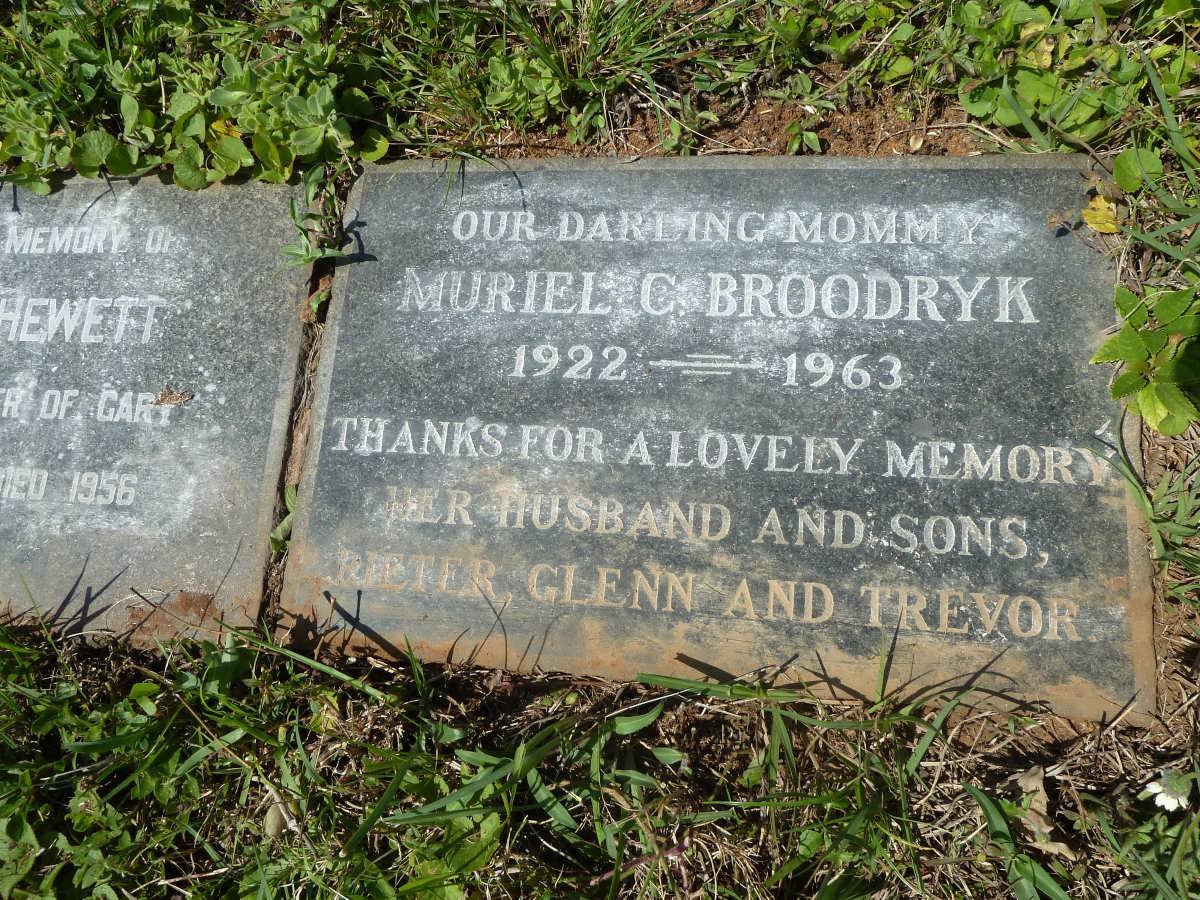 KIDSON Walter -1939 &amp; Florence -1944 :: HEWETT Flora 1920-1956 :: BROODRYK Muriel C. 1922-1969