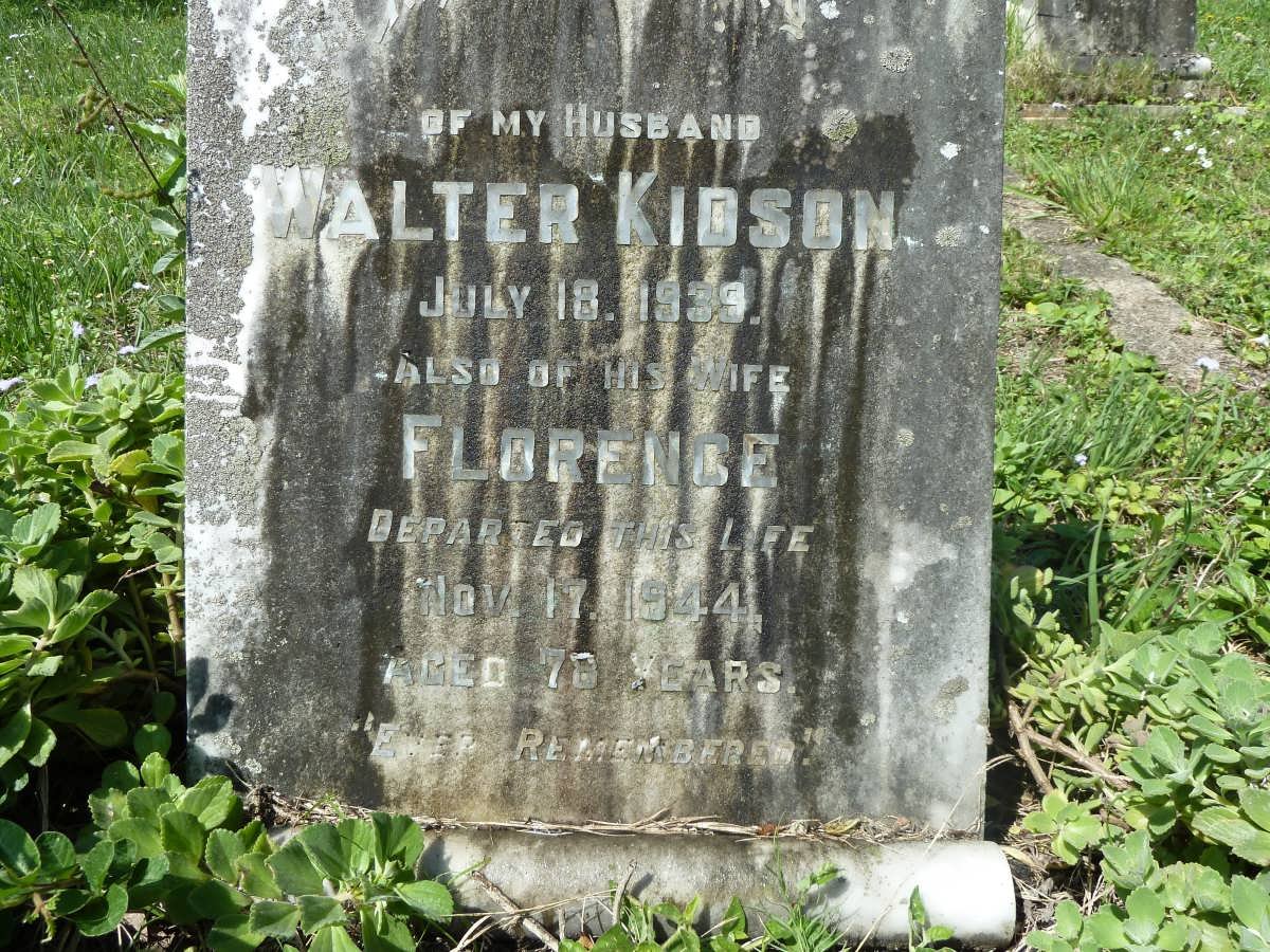 KIDSON Walter -1939 &amp; Florence -1944 :: HEWETT Flora 1920-1956 :: BROODRYK Muriel C. 1922-1969