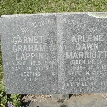 LAPPIN Garnet Graham 1918-1934 :: MARRIOTT Arlene Dawn nee MILLS 1938-1985