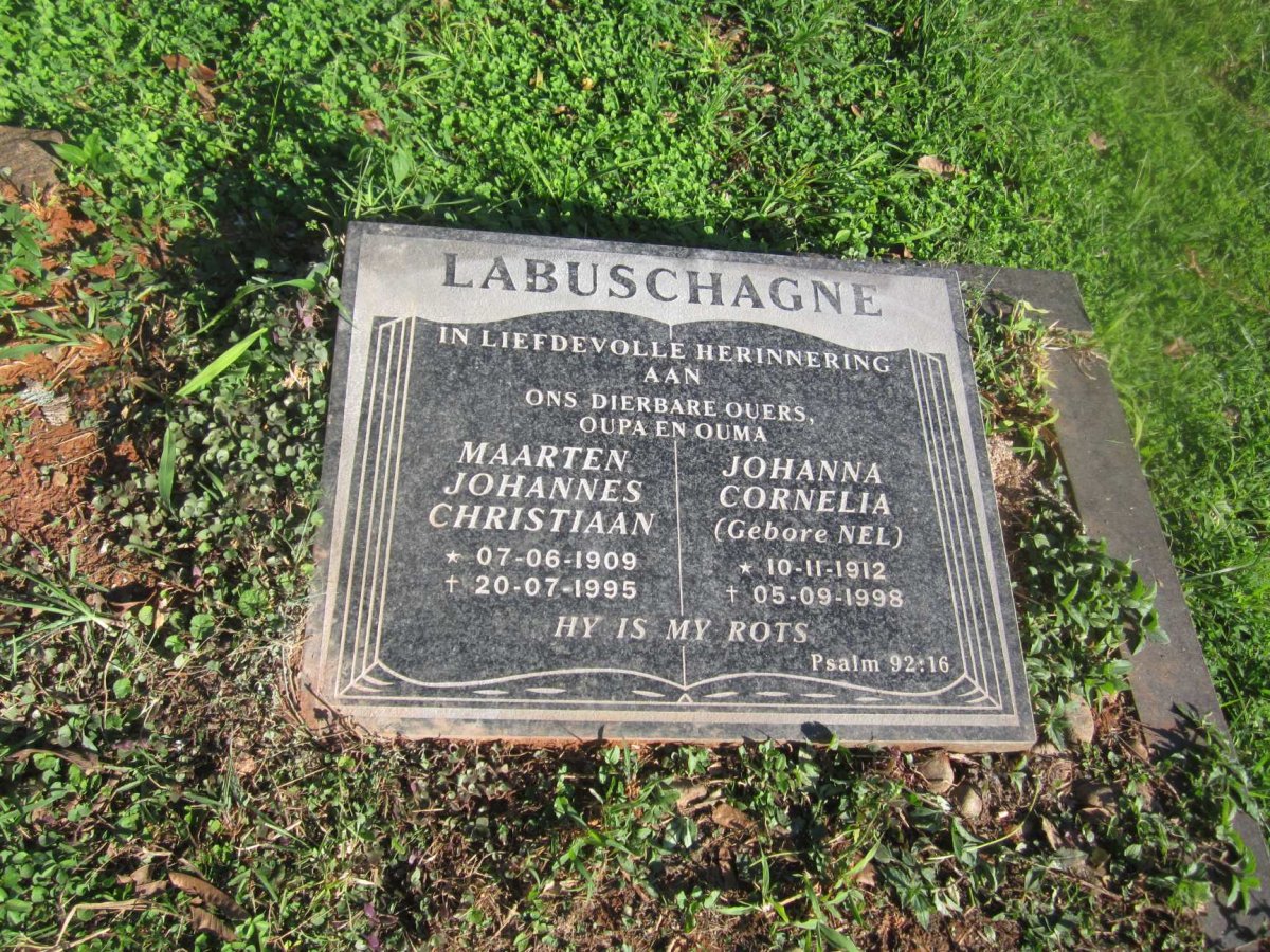 LABUSCHAGNE Maarten Johannes Chistiaan 1909-1995 &amp; Johanna Cornelia NEL 1912-1998