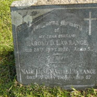 LAWRANCE Harold D. -1952 &amp; Marie Eline Marthe -1965