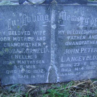 LANGEVELDT John Peter 1910-1982 &amp; Jacoba Cornelia MATTHYSEN 1918-1972