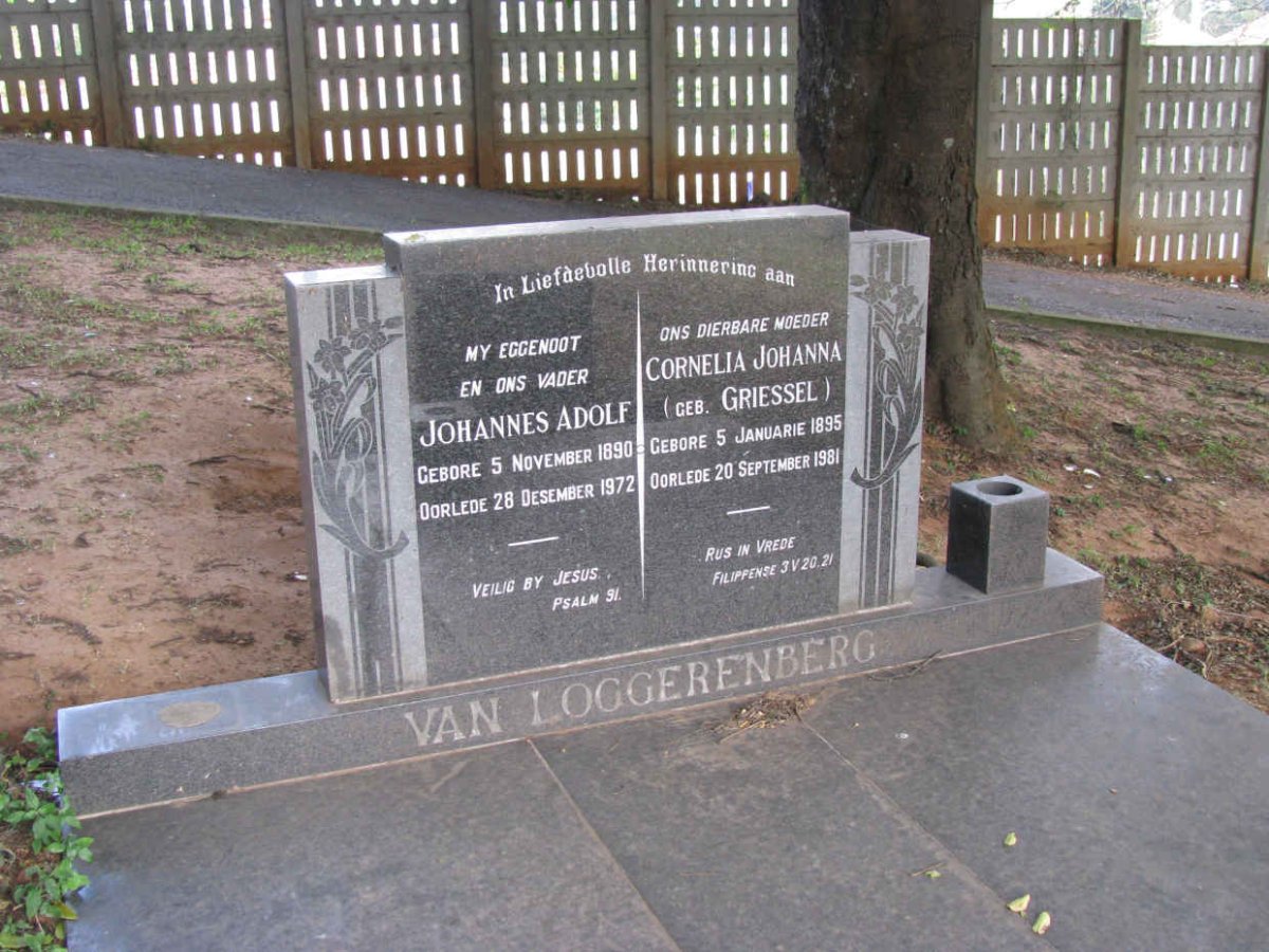LOGGERENBERG Johannes Adolf, van 1890-1972 &amp; Cornelia Johanna GRIESSEL 1895-1981