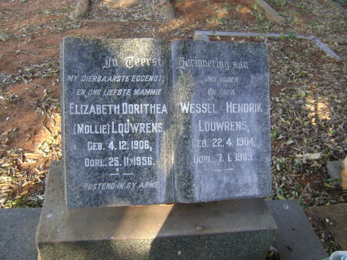LOUWRENS Wessel Hendrik 1904-1989 &amp; Elizabeth Dorithea 1906-1956