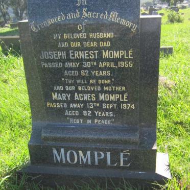 MOMPLE Joseph Ernest -1955 &amp; Mary Agnes -1974