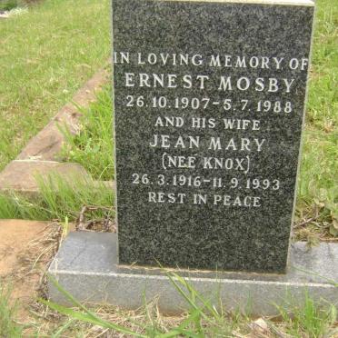 MOSBY Ernest 1907-1988 &amp; Jean Mary KNOX 1916-1993