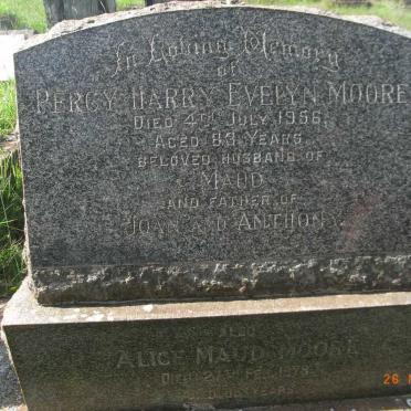 MOORE Percy Harry Evelyn -1956 &amp; Alice Maud -1979
