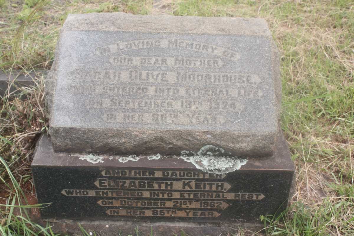 MOORHOUSE Sarah Olive -1924 :: KEITH Elizabeth -1962