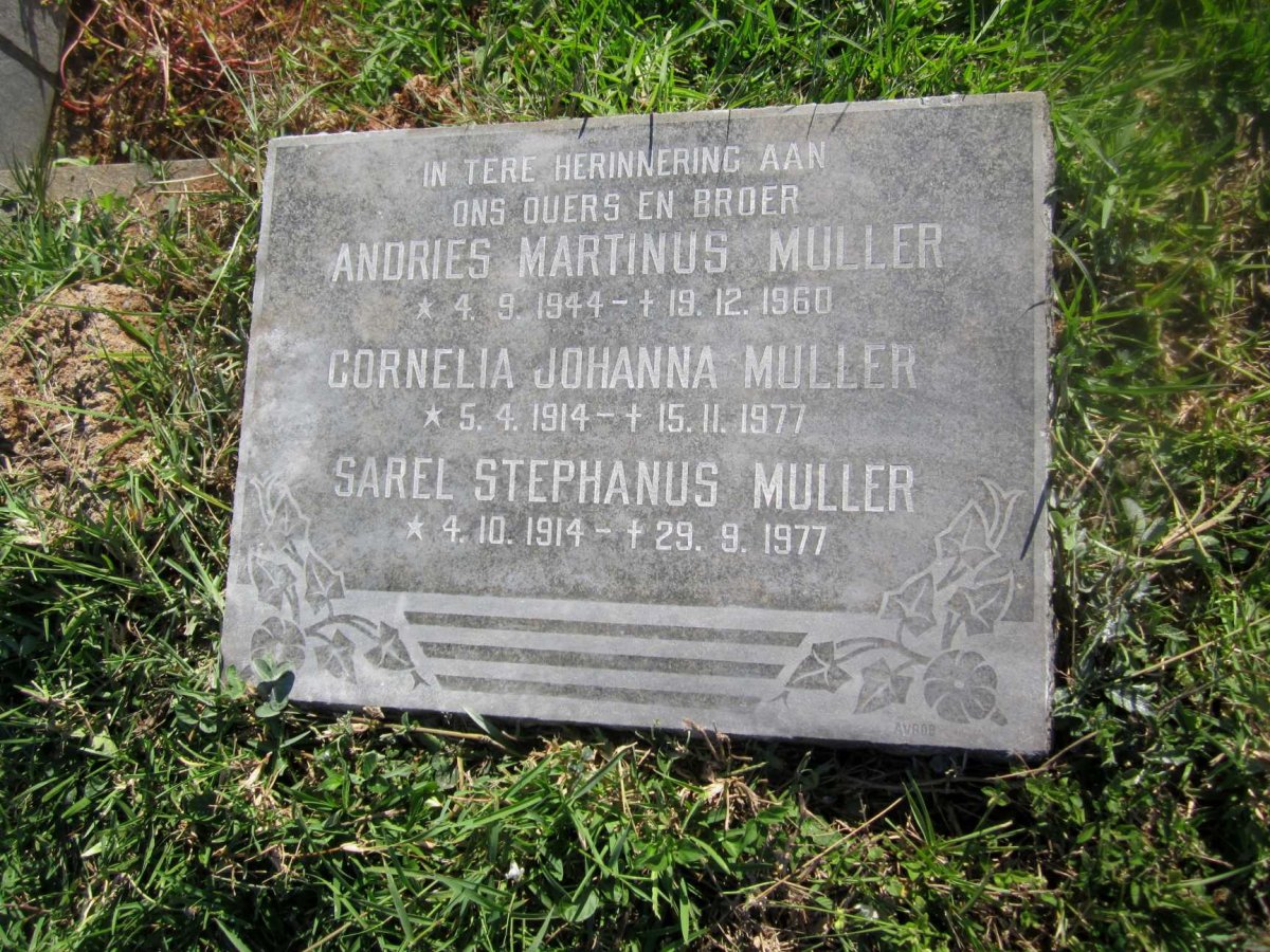 MULLER Sarel Stephanus 1914-1977 &amp; Cornelia Johanna 1914-1977 :: MULLER Andries Martinus 1944-1960