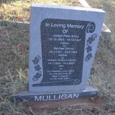 MULLIGAN Joseph Peter Bruny 1893-1947 &amp; Rachael MONK 1901-1965 :: MULLIGAN William Terence 1926-2007