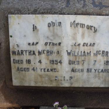 McBRIDE William -1963 &amp; Martha -1954