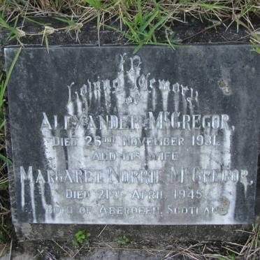 McGREGOR Alexander -1931 &amp; Margaret Norrie -1945