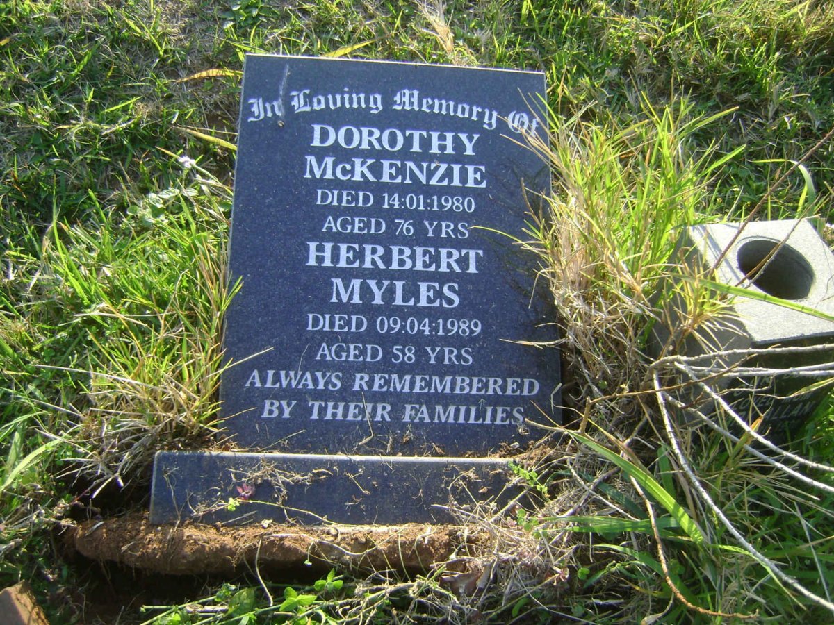 McKENZIE Dorothy -1980 :: MYLES Herbert -1989