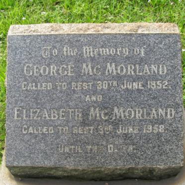 McMORLAND George -1952 &amp; Elizabeth -1958 :: McMORLAND Hugh -1971