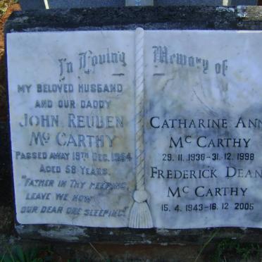 McCARTHY John Reuben -1954 :: McCARTHY Frederick Dean 1943-2005 :: McCARTHY Catherine Ann 1938-1998