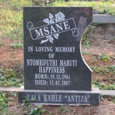 MSANE Ntombifithi Mabuyi Happiness 1961-2007