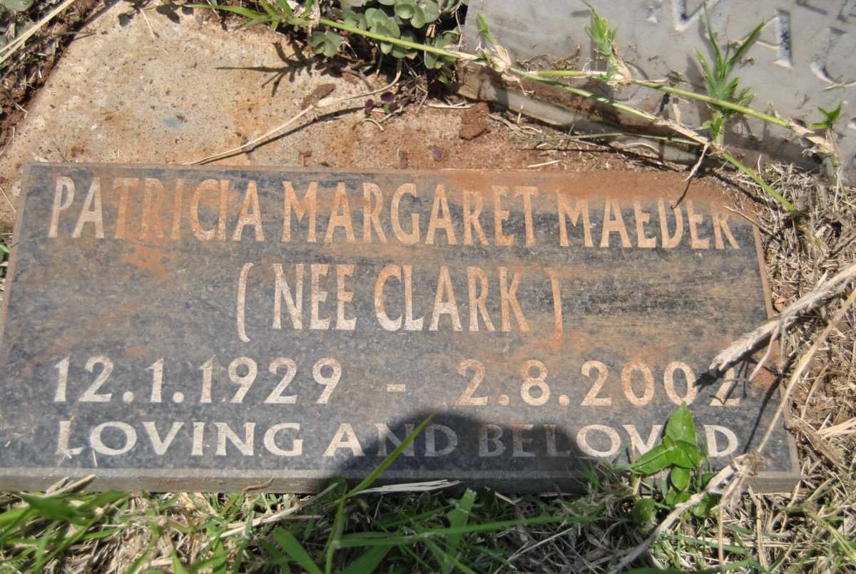 MAEDER Patricia Margaret nee CLARK 1929-2002