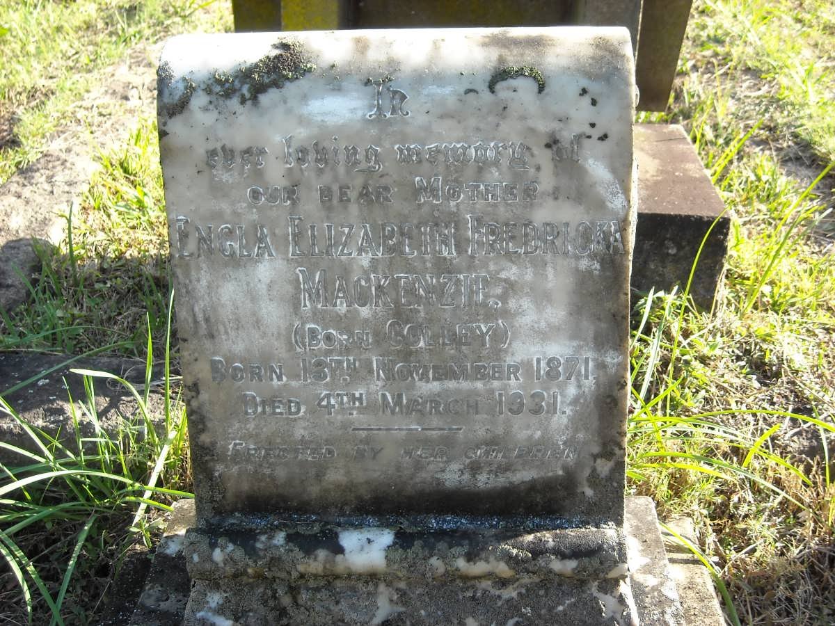 MACKENZIE Engla Elizabeth Fredricka nee COLLEY 1871-1931