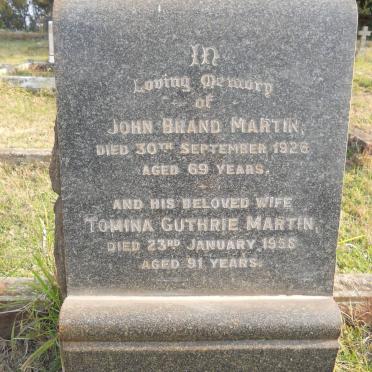 MARTIN John Brand -1926 &amp; Tomina Guthrie -1958