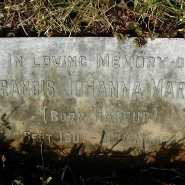 MARITZ Francis Johanna nee HARPUR 1907-1970