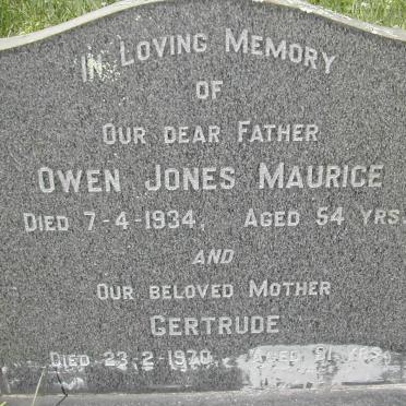 MAURICE Owen Jones -1934 &amp; Getrude -1970