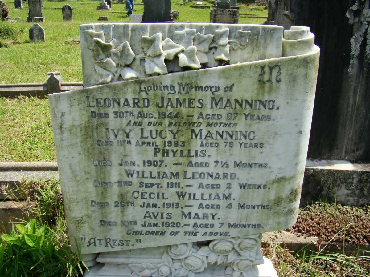 MANNING Leonard James  -1944 &amp; Ivy Lucy -1963