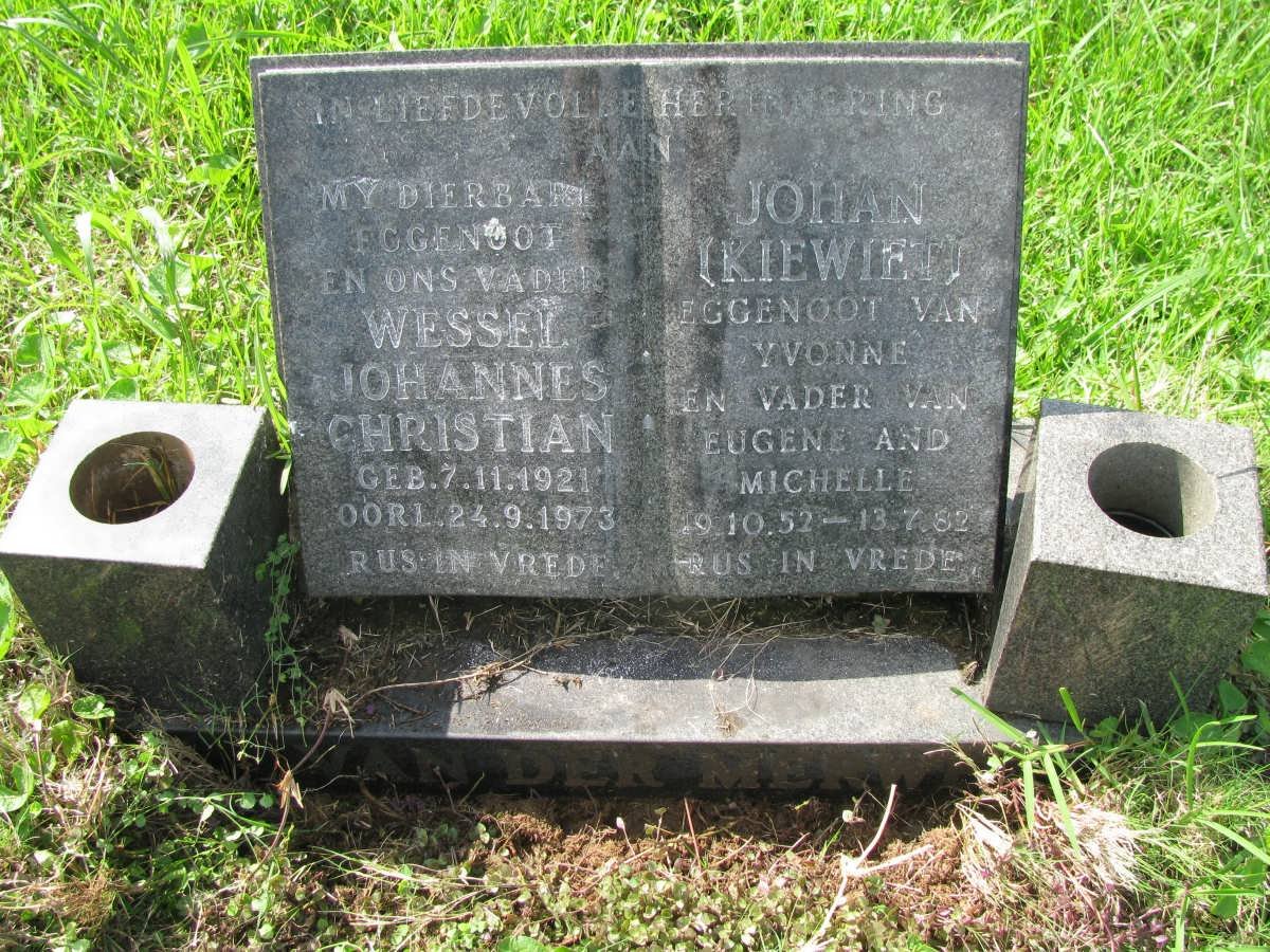 MERWE Wessel Johannes Christian, van der 1921-1973 :: VAN DER MERWE Johan 1952-1982