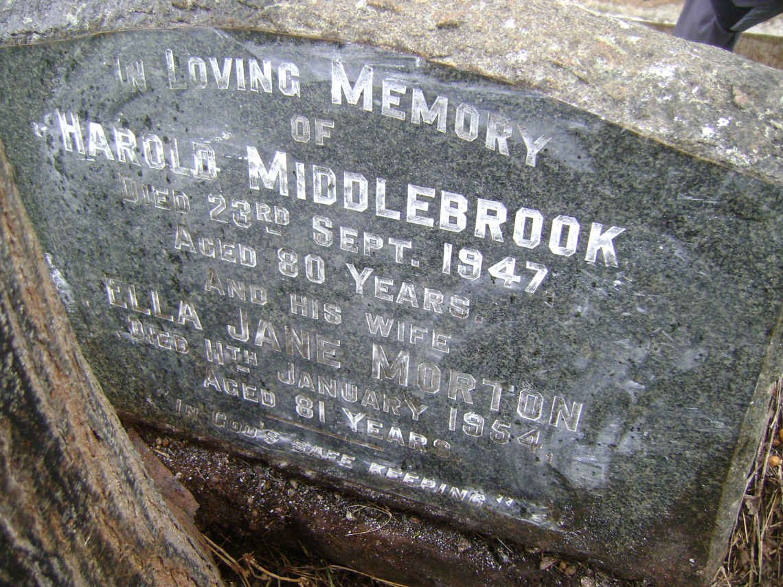 MIDDLEBROOK Harold -1947 &amp; Ella Jane MORTON -1954