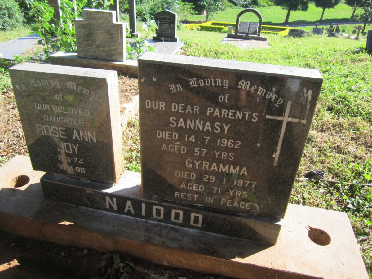 NAIDOO Sannasy -1962 &amp; Gyramma -1977 :: NAIDOO Rose Ann Joy 1974-1998