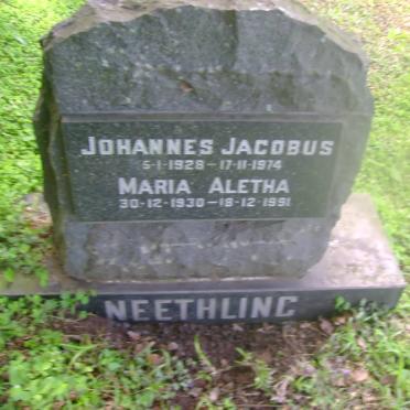 NEETHLING Johannes Jacobus 1928-1974 &amp; Maria Aletha 1930-1991