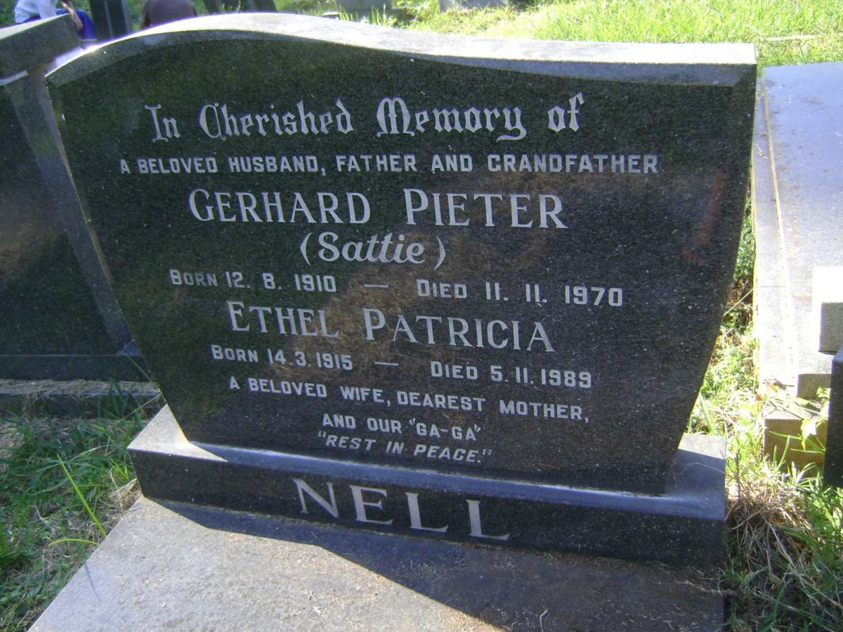 NELL Gerhard Pieter 1910-1970 &amp; Ethel Patricia 1915-1989