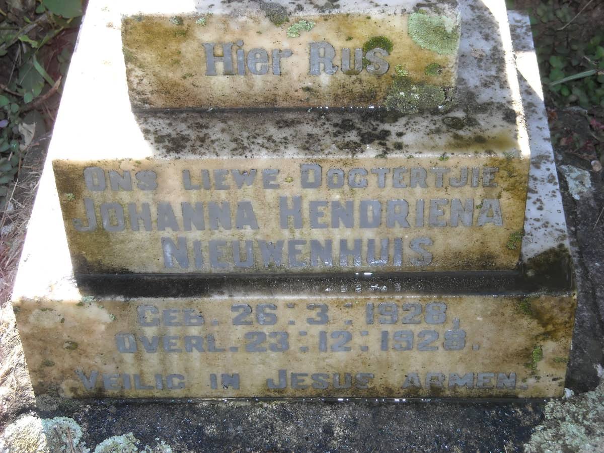 NIEUWENHUIS Johanna Hendriena 1928-1928