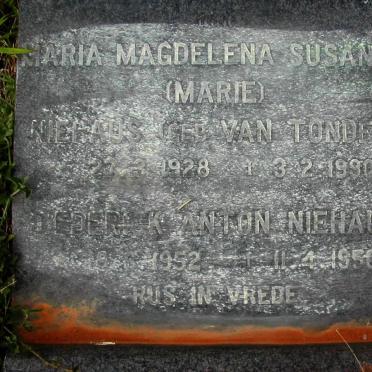 NIEHAUS Maria Magdelena Susanna nee VAN TONDER 1928-1990 :: NIEHAUS Diederick Anton 1952-1956