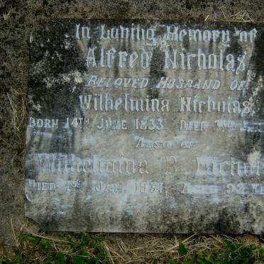 NICHOLAS Alfred 1833-1920 &amp; Wilhelmina -1931