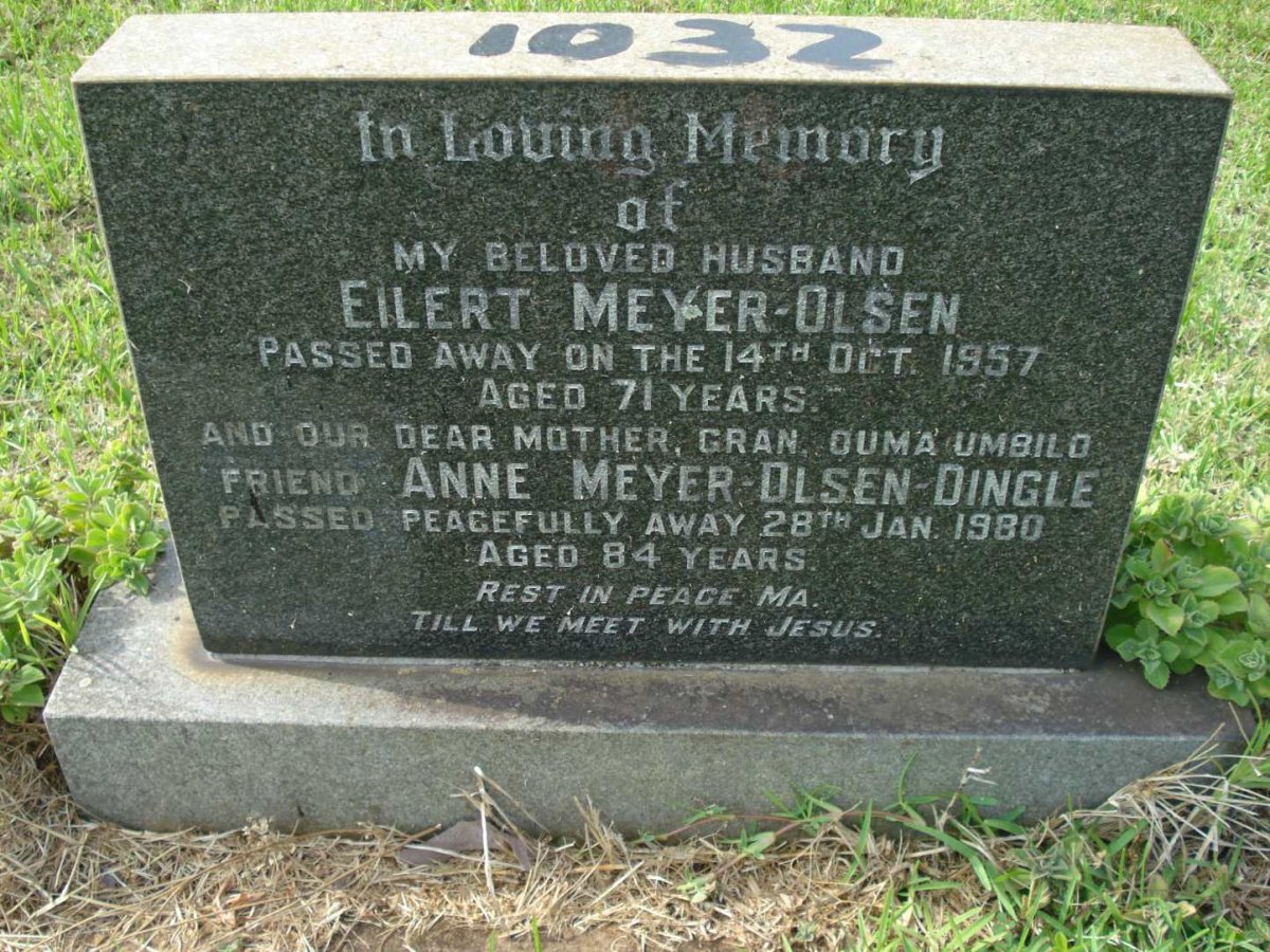 OLSEN Eilert, MEYER -1957 &amp; Anne DINGLE -1980