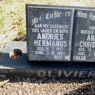 OLIVIER Andries Hermanus 1913-1992 &amp; Anna Christina 1918-1998