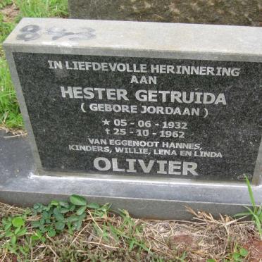 OLIVIER Hester Gertruida nee JORDAAN 1932-1962