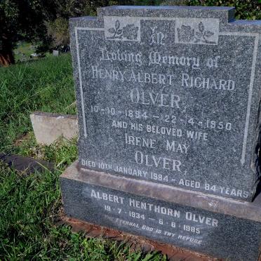 OLVER Henry Albert Richard 1894-1950 &amp; Irene May -1984 :: OLVER Albert Henthorn 1934-1985