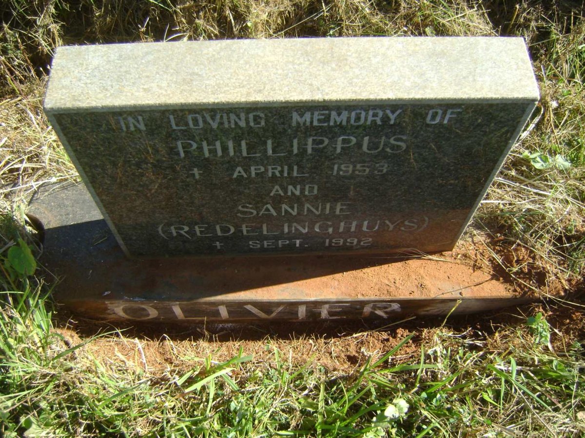 OLIVIER Phillippus -1953 &amp; Sannie REDELINGHUYS -1992