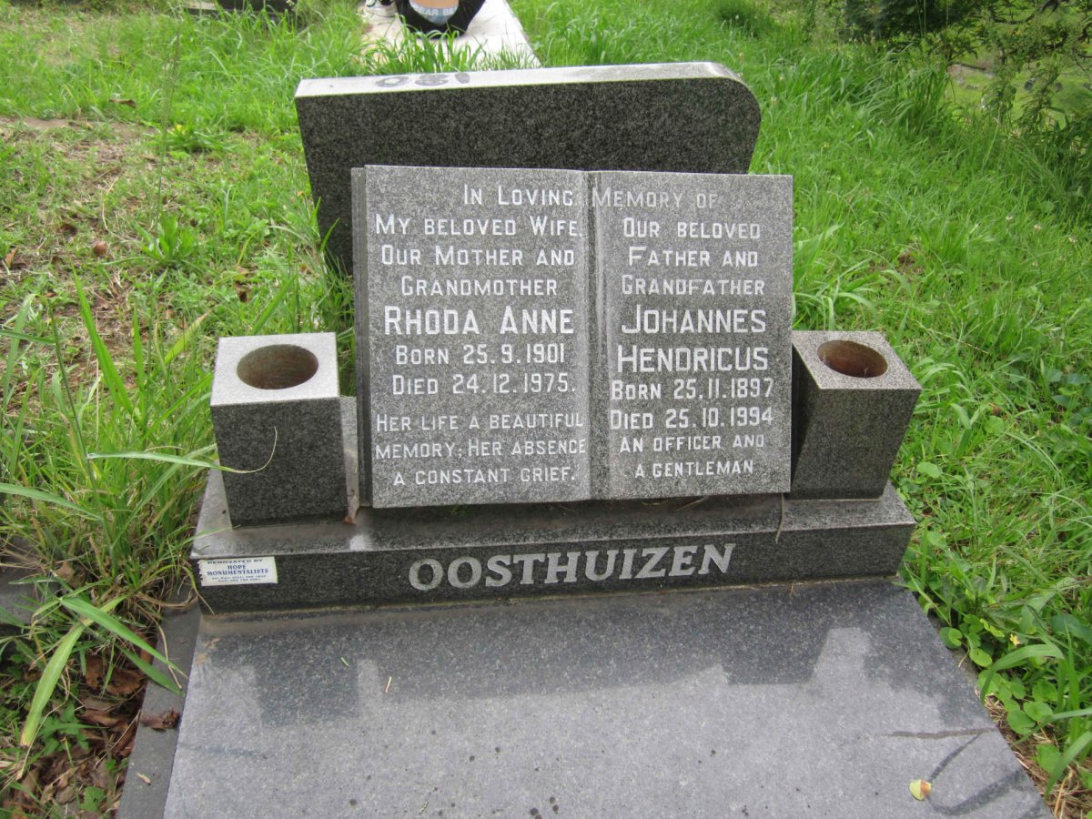 OOSTHUIZEN Johannes Hendricus 1897-1994 &amp; Rhoda Anne 1901-1975