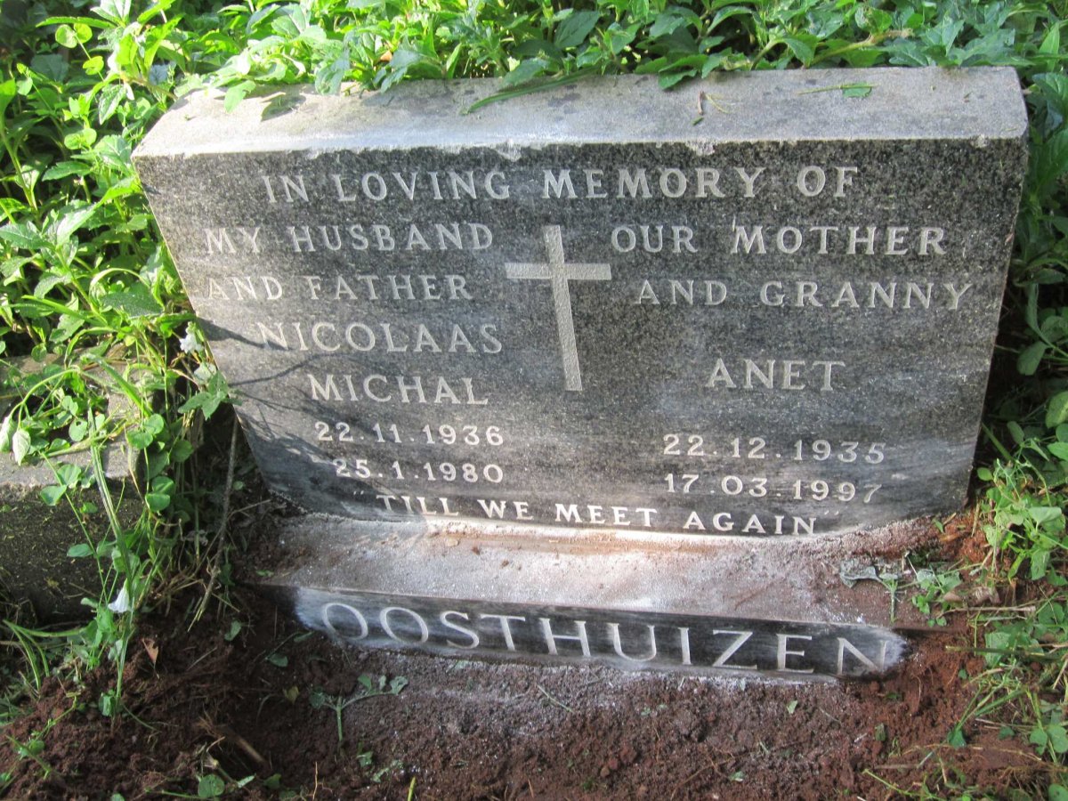 OOSTHUIZEN Nicolaas Michal 1936-1980 &amp; Anet 1935-1997
