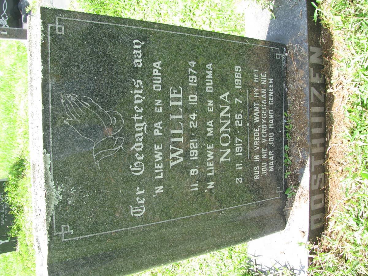 OOSTHUIZEN Willie 1921-1974 &amp; Nonna 1917-1989