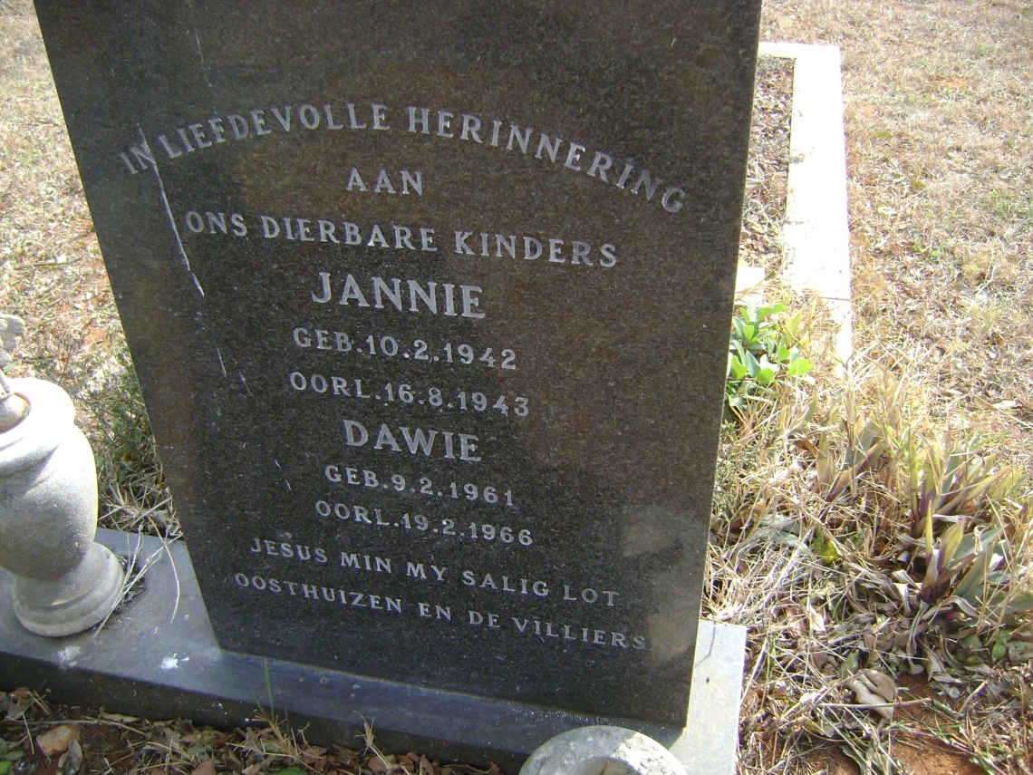 OOSTHUIZEN Johannes Jacob 1942-1943 :: de VILLIERS David Jacobus 1961-1966