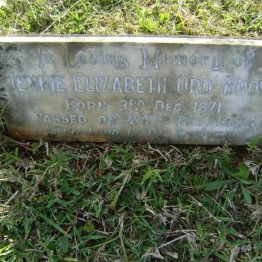 ORD-BROWN Jennie Elizabeth 1871-1954