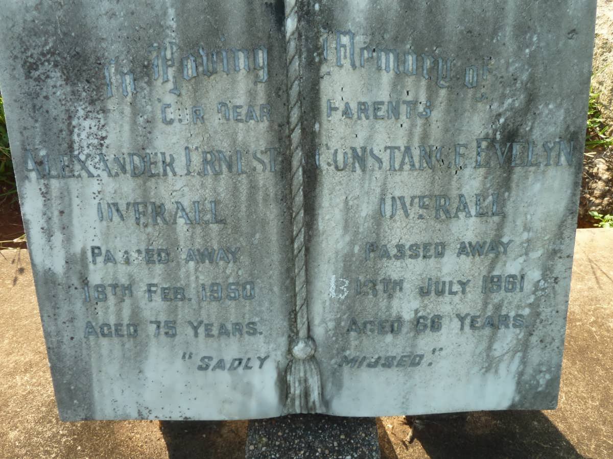 OVERALL Alexander Ernest -1950 &amp; Constance Evelyn -1961:: Ian 1923-2008 &amp; Beryl 1925-2007